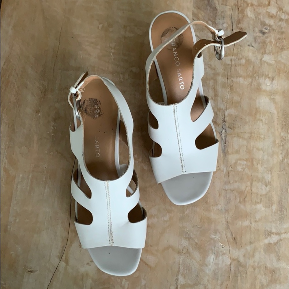 Franco Sarto White Wedge Sandals